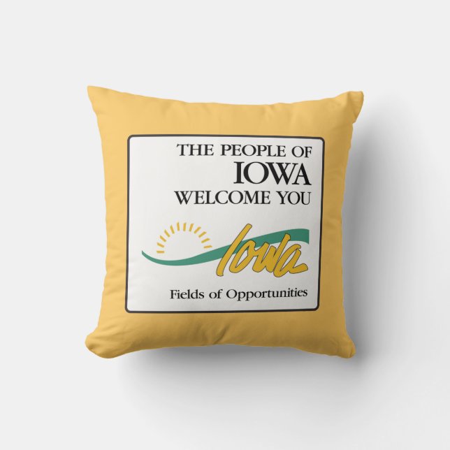 Welcome to Iowa - USA Road Sign Cushion (Front)