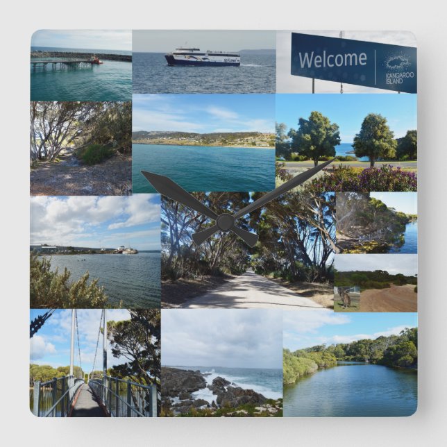 Welcome to Kangaroo Island: A Scenic Photo Collage Square Wall Clock (Front)