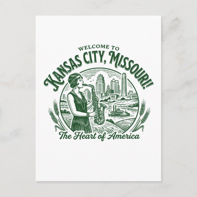 Welcome to Kansas City Missouri The Heart of Ameri Postcard (Front)