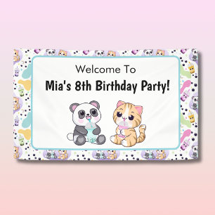 Welcome To Kawaii Panda & Tiger Bubble Tea Party Banner