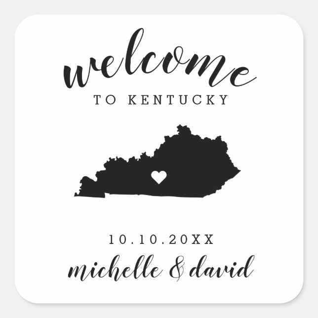 Welcome to Kentucky | Wedding custom favour Square Sticker (Front)