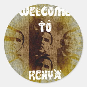 Welcome to Kenya with Obama Collage   Classic Round Sticker