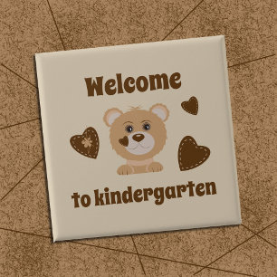 Welcome to kindergarten brown bear button