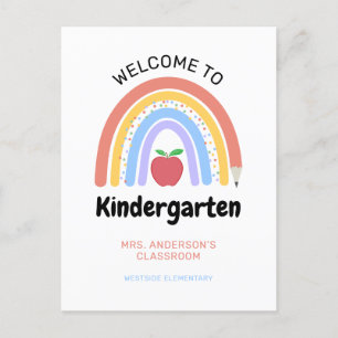  Welcome to Kindergarten Pastel Coloured Rainbow Postcard