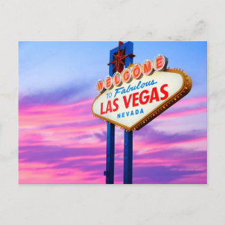 Welcome to Las Vega, purple blue sky postcard