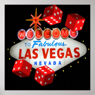Welcome to Las Vegas + Dice Vector Graphic Poster