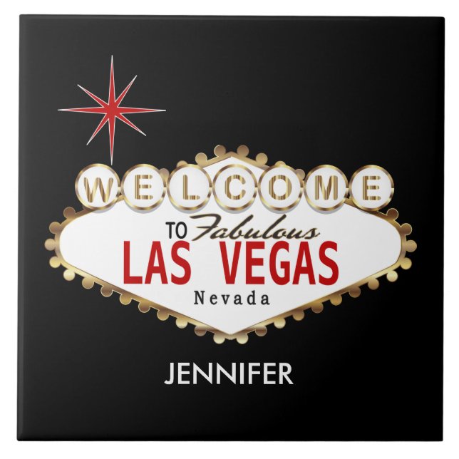 Welcome to Las Vegas - Red and Gold Tile (Front)