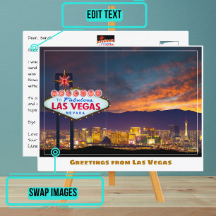 Welcome to Las Vegas Sign at Sunset in Las Vegas Postcard