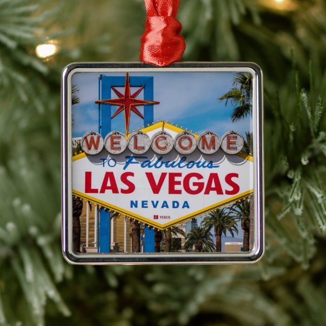 Welcome to Las Vegas Sign Metal Ornament (Tree)