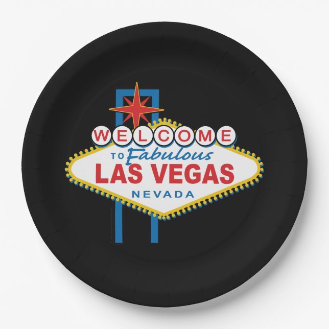 Welcome to Las Vegas Sign Paper Plate (Front)