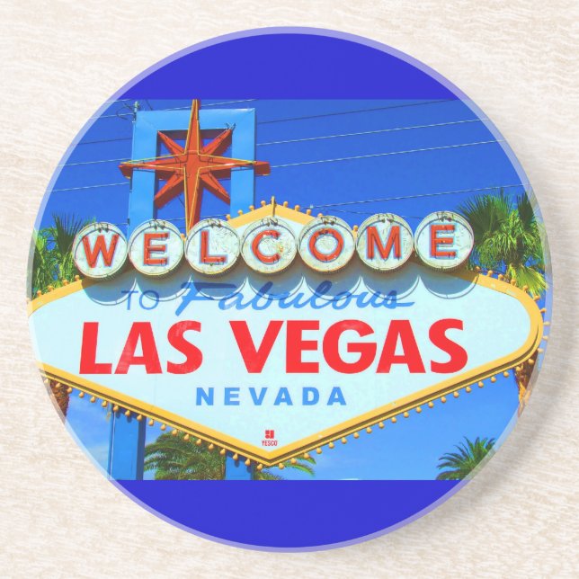 Welcome to Las Vegas Sign Sandstone Coaster (Front)