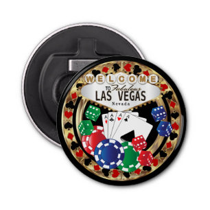 Welcome to Las Vegas Style - Red and Gold Bottle Opener