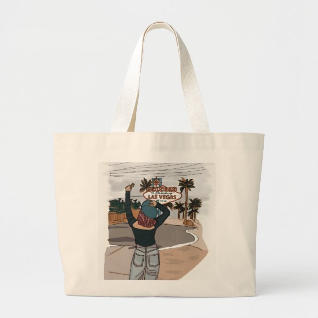Welcome to Lasvegas check in spot. Large Tote Bag (Front)