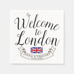 Welcome to London   Destination Wedding Custom Napkin