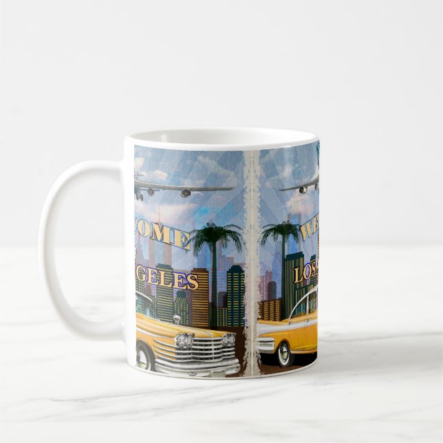 Welcome to Los Angeles retro poster. Coffee Mug (Left)