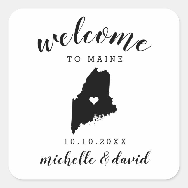 Welcome to Maine | Wedding custom favour Square Sticker (Front)