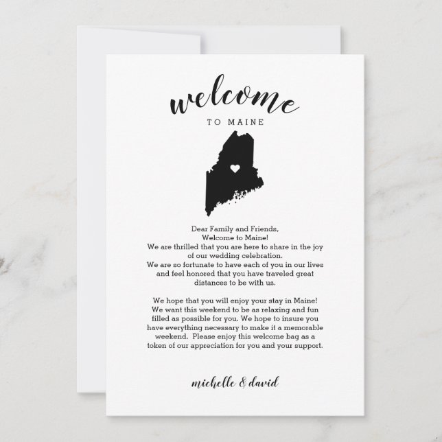 Welcome to Maine | Wedding Letter & Itinerary (Front)