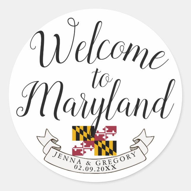 Welcome to Maryland | Destination Wedding Classic Round Sticker (Front)