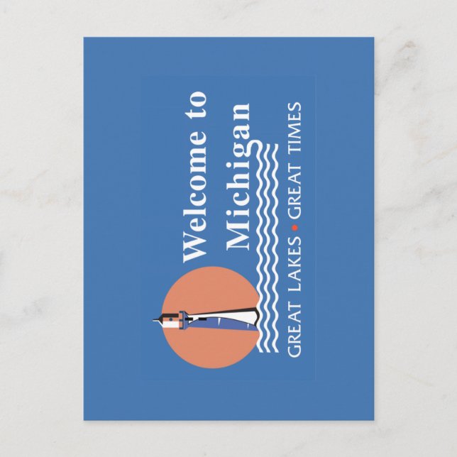 Welcome to Michigan - USA Road Sign Postcard (Front)