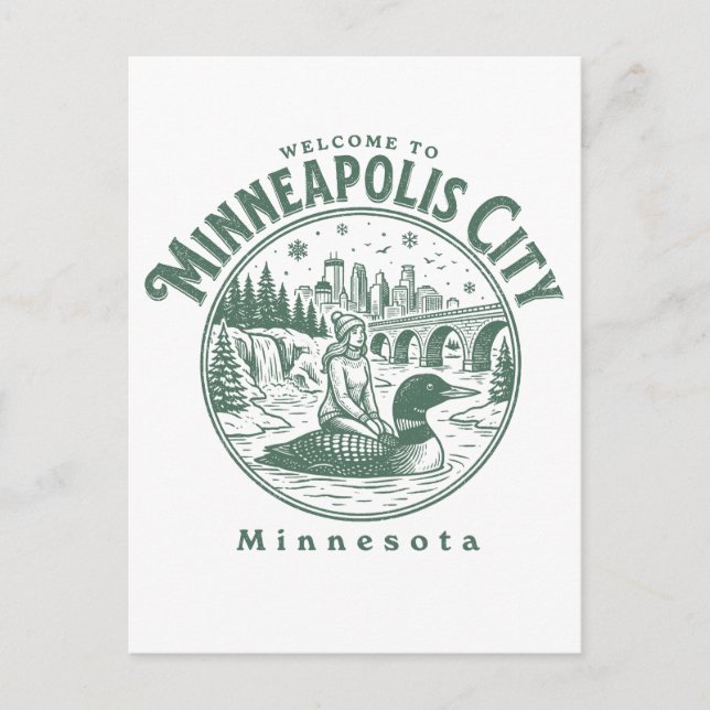 Welcome to Minneapolis City Minnesota Postcard (Front)