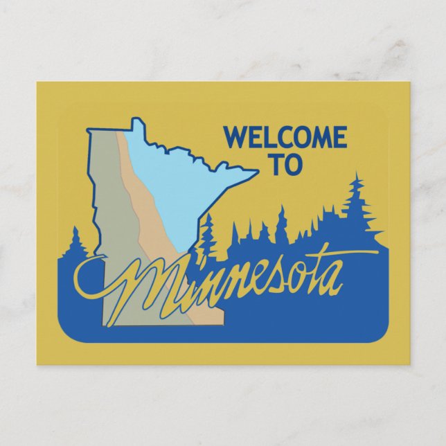 Welcome to Minnesota - USA Road Sign Postcard (Front)