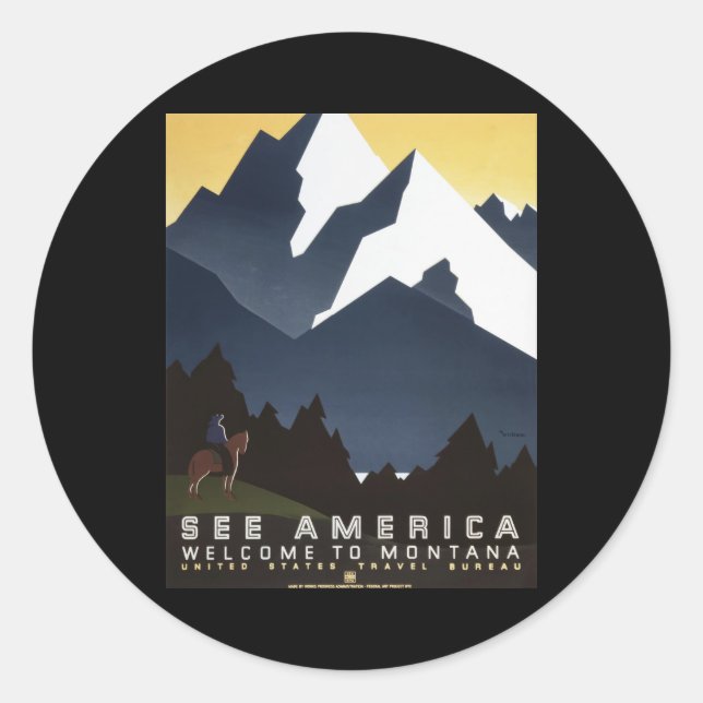 Welcome to Montana Classic Round Sticker (Front)