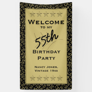 Welcome to my 55th Birthday Party - Gold/Black Banner