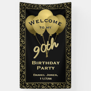 Welcome to my 90th Birthday Party - Gold/Black Banner