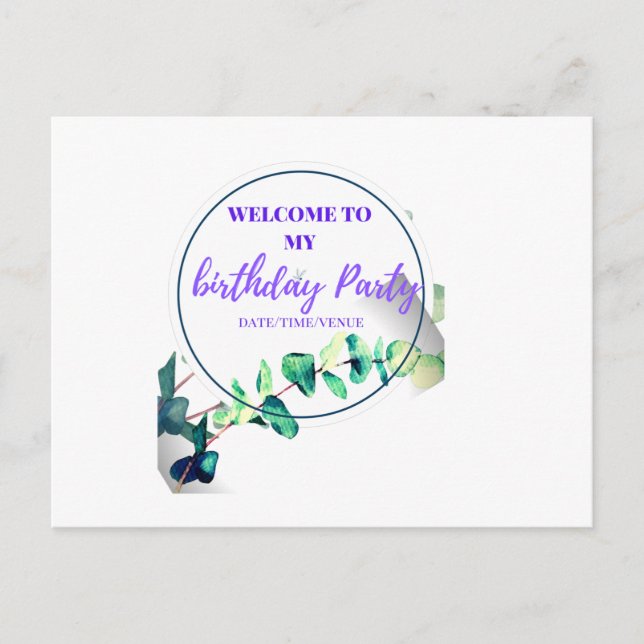 Welcome to my birthday day party invitation postcard (Front)