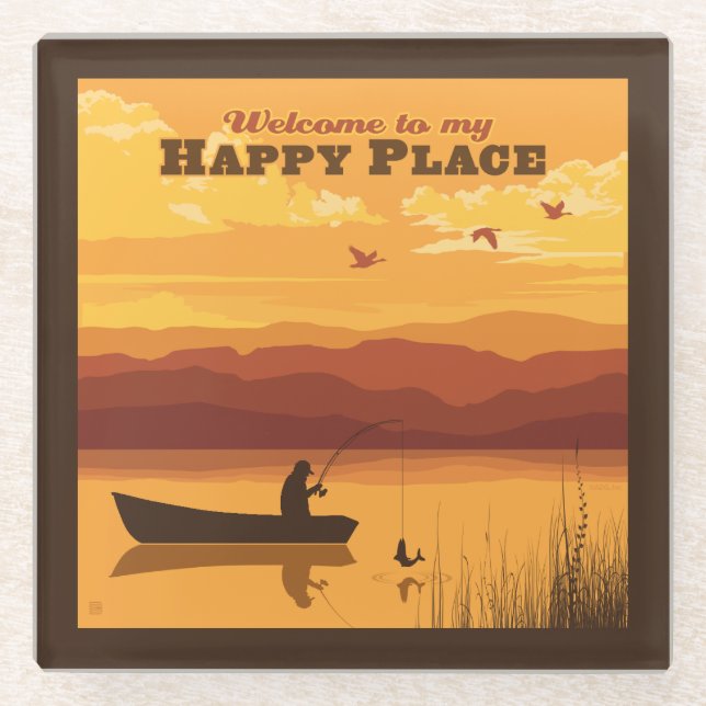 Welcome To My Happy Place Glass Coaster (Front)