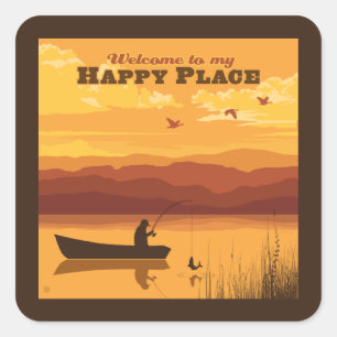 Welcome To My Happy Place Square Sticker