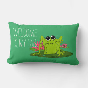 Welcome To My Pad Frog Lilypad Accent Pillow