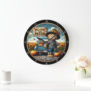Welcome To My Patch Scarecrow Large Clock