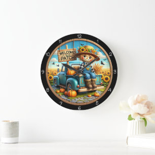 Welcome To My Patch Scarecrow Large Clock