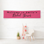 Welcome to Name Bridal Shower Script Dark Pink Banner<br><div class="desc">Simplistic yet stylish typographical design to Welcome your guests to your Bridal Shower. Easily personalise the text,  and it is fully customisable so you can also change black text and dark pink background to different colours if you wish and also font style via the Click to Customise Further option.</div>