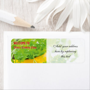 Welcome to Name’s Cooking Class Herb Art Return Address Label