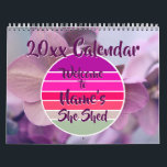 Welcome to Name's She Shed 20xx Retro Sunset Calendar<br><div class="desc">Change Any or ALL of the Text on this Great She Shed Design - The Text Will Change on ALL the PAGES as you change on the first one - - See my store for more great She Shed Gift Ideas.</div>