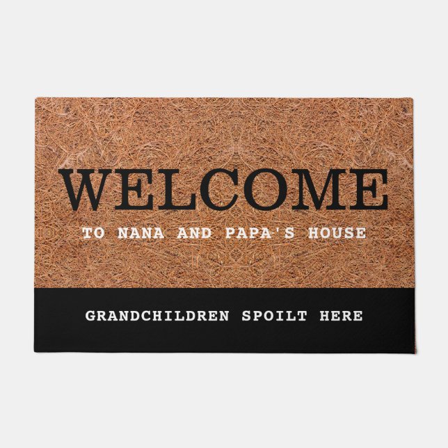Welcome To Nana And Papa's House Rustic Coir Doormat (Front)