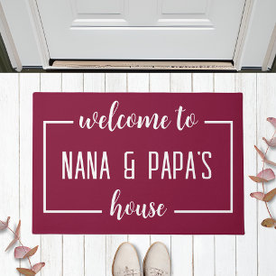 Welcome To NANA & PAPA'S House - Dark Fuschia Doormat