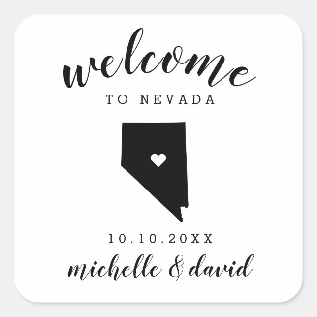 Welcome to Nevada | Wedding custom favour Square Sticker (Front)
