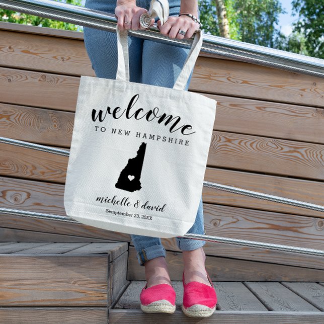 Welcome to New Hampshire State Silhouette Wedding Tote Bag (Creator Uploaded)