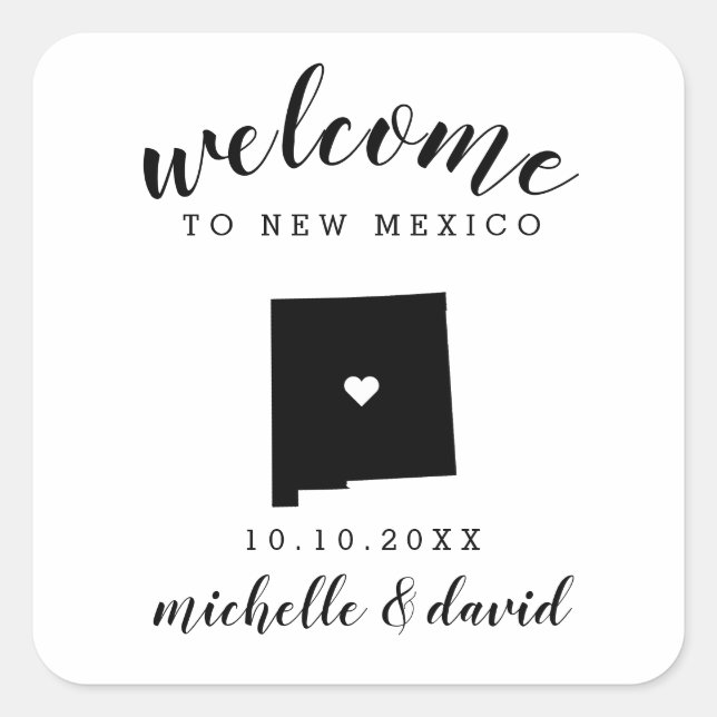 Welcome to New Mexico | Wedding custom favour Square Sticker (Front)