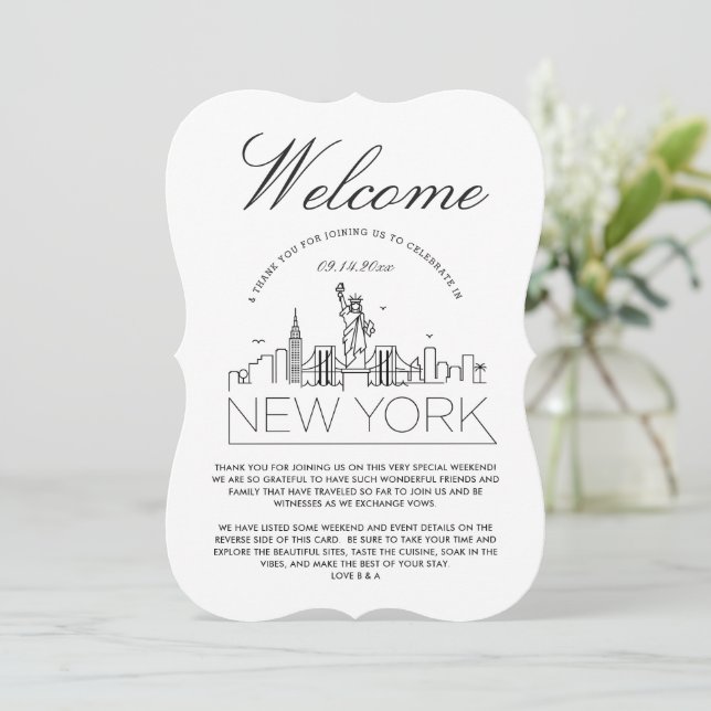 Welcome to New York | Guests Details Invitation (Standing Front)