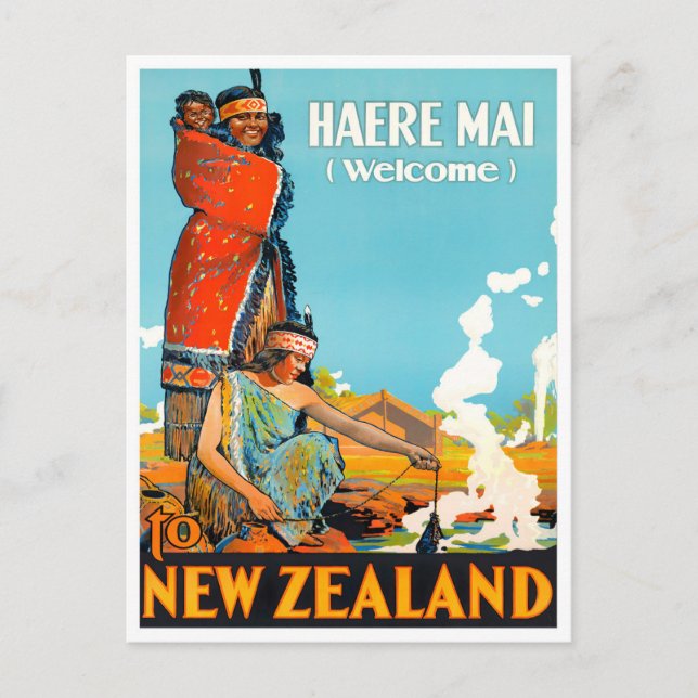 Welcome to New Zealand vintage travel Postcard (Front)