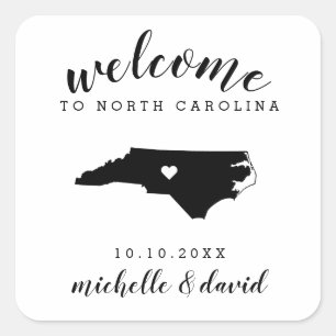 Welcome to North Carolina   Wedding custom favour Square Sticker