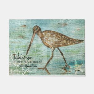 Welcome To Our Beach House Bird On Shore Art Doormat
