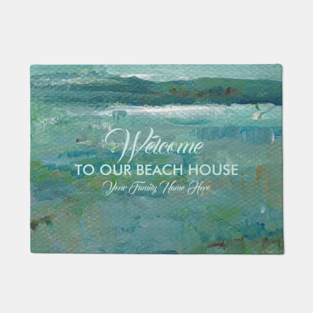 Welcome To Our Beach House Family Doormat (Front)
