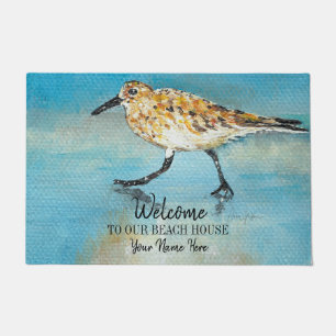 Welcome To Our Beach House Sandpiper Personalised Doormat