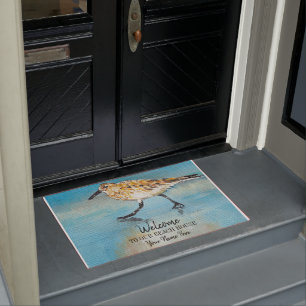Welcome To Our Beach House Sandpiper Personalised Doormat