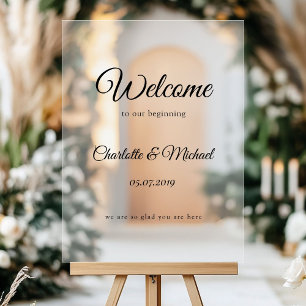 Welcome to our beginning!  acrylic sign